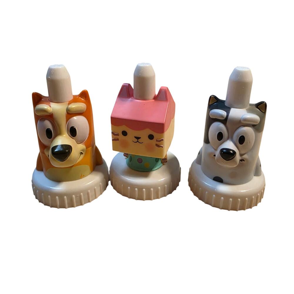 Good2Grow Juice Toppers Lot of 3 Bluey Bingo Muffin Gabby's Dollhouse Baby Box